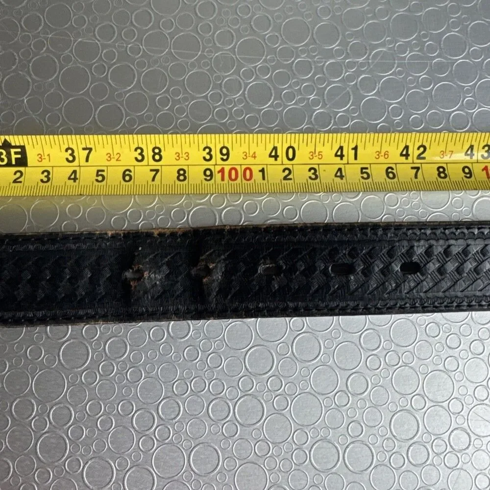 Vintage Black Leather Basketweave Duty Belt Size 40 Garrison Police Utility